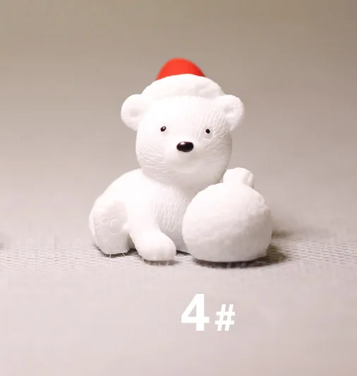 

Miniature Polar Bear Santa Claus Snowman Decor Christmas Eve Scene Props Hat Bag Accessories Action Figure Figurine Model Toys