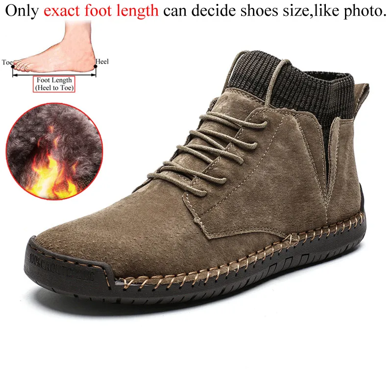 Khaki(fur) Зимние кожаные повседневные мужские ботинки; Botines Hombre Botas Masculina Bot Erkek Buty Zimowe Stivaletti Uomo; плюшевый мех - Цвет: Khaki(fur)