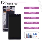 Оригинальный чехол с подставкой и отделениями для карт для Nokia Lumia 730 ЖК-дисплей с сенсорным экраном дигитайзер в сборе для Nokia 730 дисплей с рамкой Замена RM-1040 RM-1038