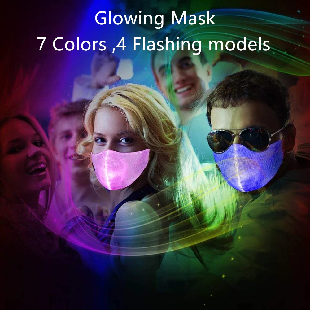 

LED Light up Mask USB Rechargeable Glowing Luminous Dust Mask Christmas Halloween Party Festival Dancing Rave Masquerade