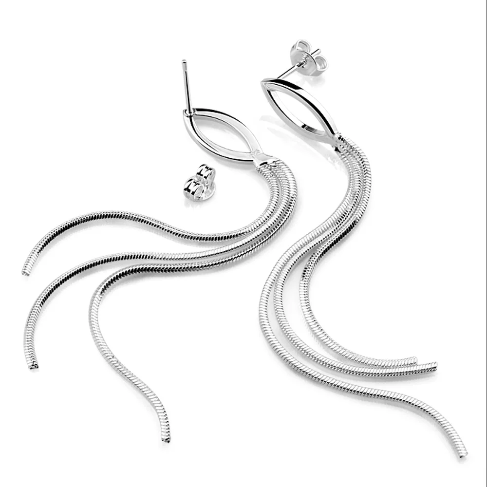 В винтажном стиле Однотонные 925 стерлингового серебра контракт свисающие серьги