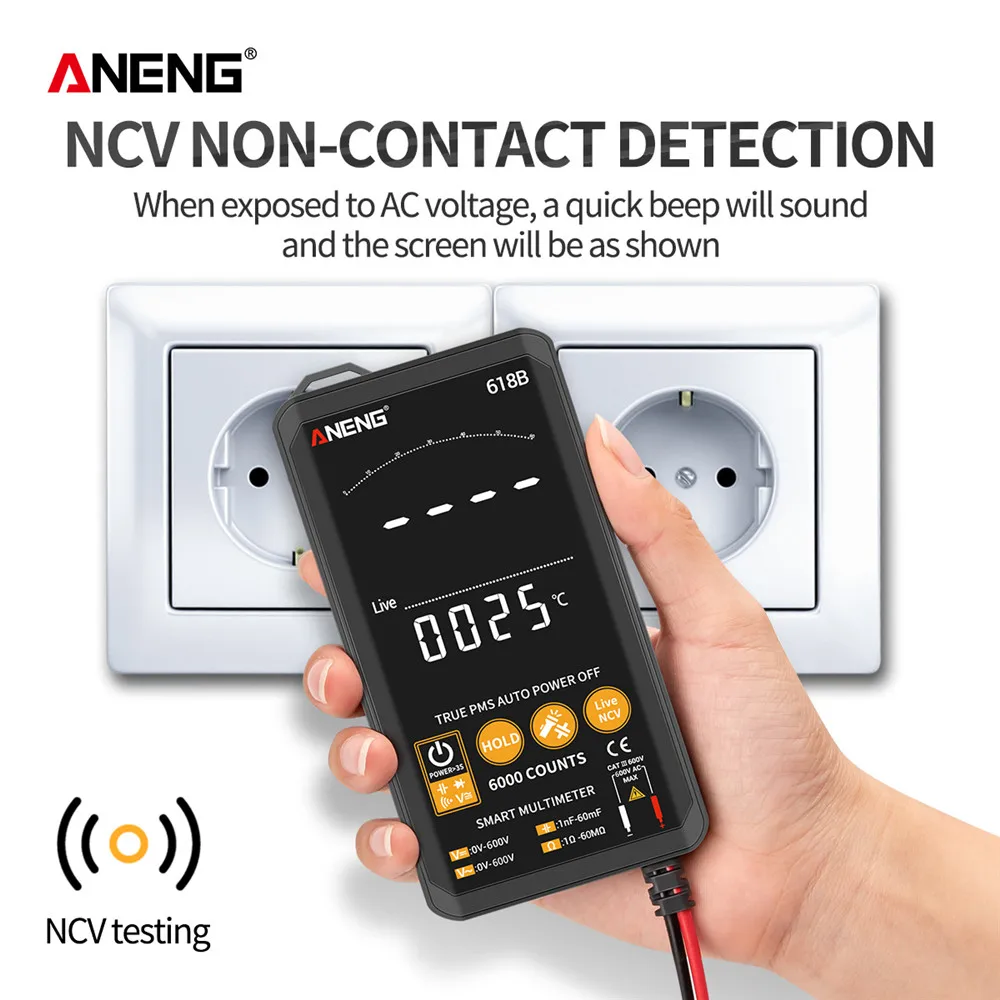 ANENG 618B Цифровой мультиметр сенсорный DC/AC Профессиональный Аналоговый тестер True RMS