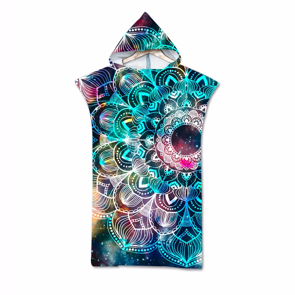 GRIDILANGO красочные Boho Мандала пляжное полотенце с капюшоном двухстороннее