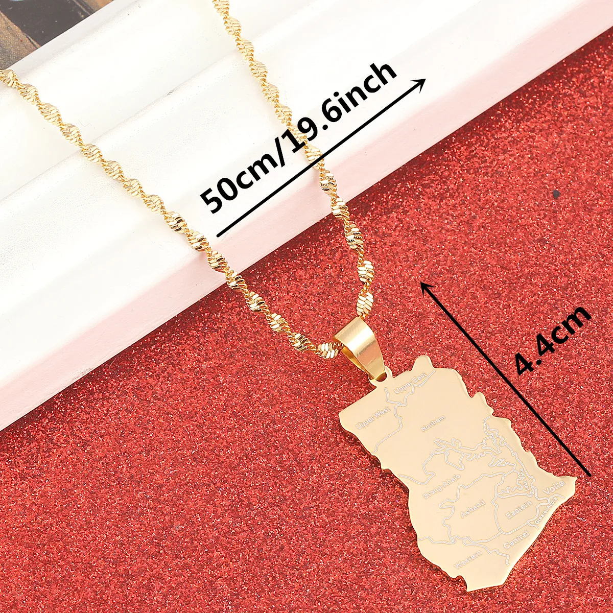 Модные ожерелья из нержавеющей стали золотого цвета с подвеской в виде карты