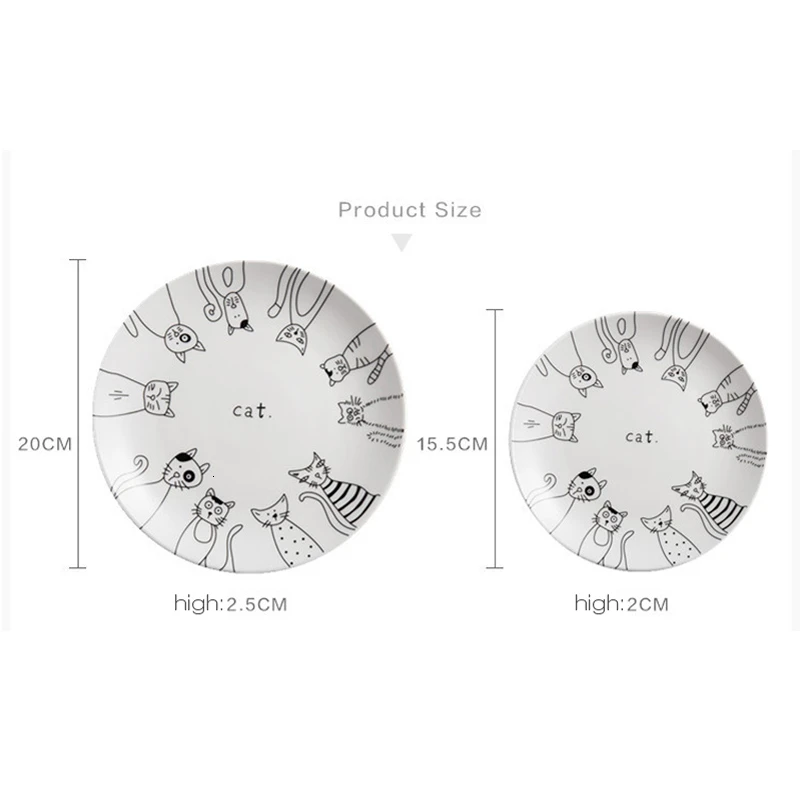Оригинальная керамическая тарелка с кошачьим узором основная десерт сердечком