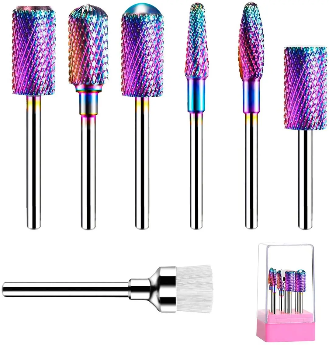 

Nail Drill Bit Set 7Pcs Nail Drill Bits 3/32" Shank Tungsten Steel Carbide Nail Polishing Cuticle Removing Pedicure Manicure