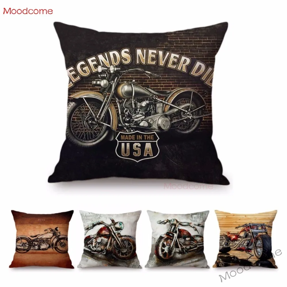 Винтажный декор для старой школы мотоцикла чехол подушки Legends Never Die Cool Ретро