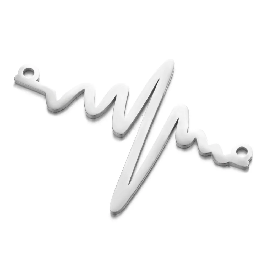 Зеркальная полировка нержавеющая сталь ЭКГ Пульс Шарм Подвеска Ожерелье с