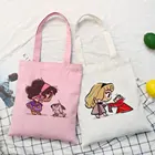 Элегантные забавные Наплечные сумки принцессы холщовые сумки Harajuku мультяшная большая емкость Shpping Tote милая сумка Ulzzang шикарная модная женская сумка