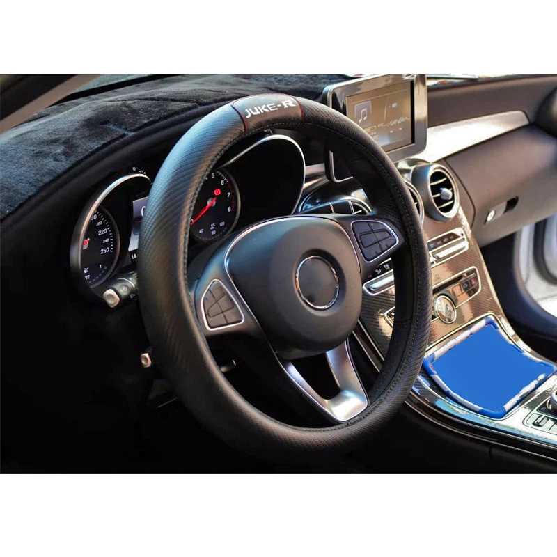 Для Nissan Juke-r 38 см Автомобильный руль из углеродного волокна Кожаный чехол на