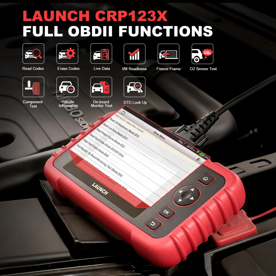 Сканер Obd2 LAUNCH CRP123X диагностический инструмент для авто ENG AT ABS SRS Wi