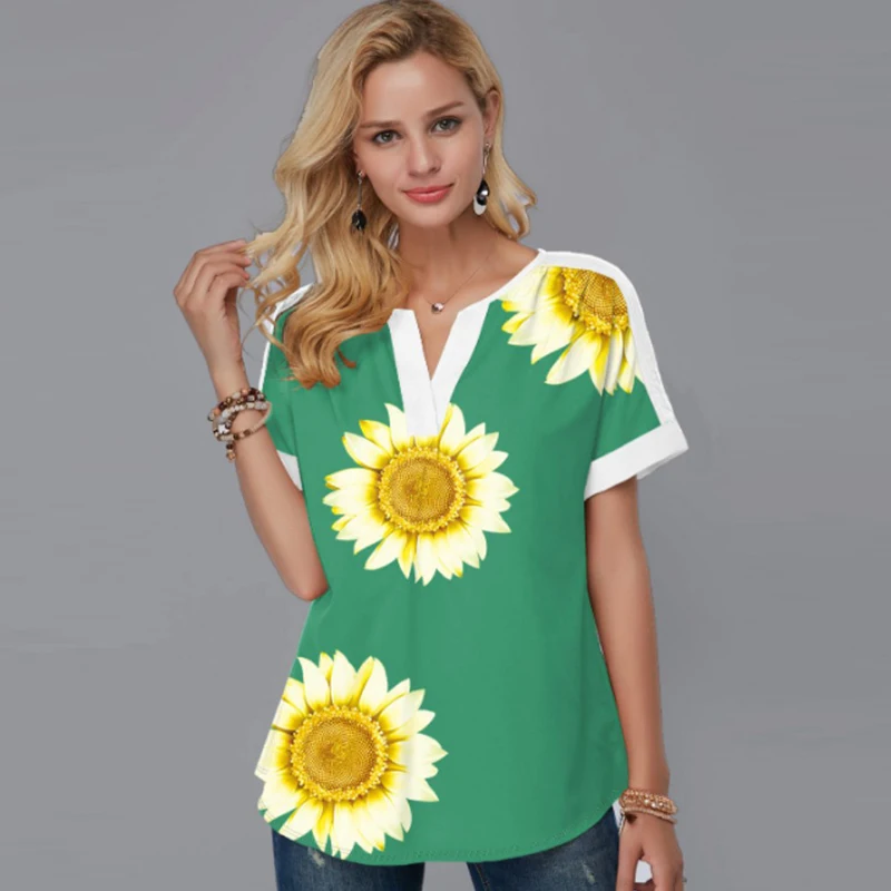 

5XL V-Neck Women T-shirt Street Fashion T-Shirts With Short Sleeve Women Plus Size Short Sleeve Loose Graphic T Shirts