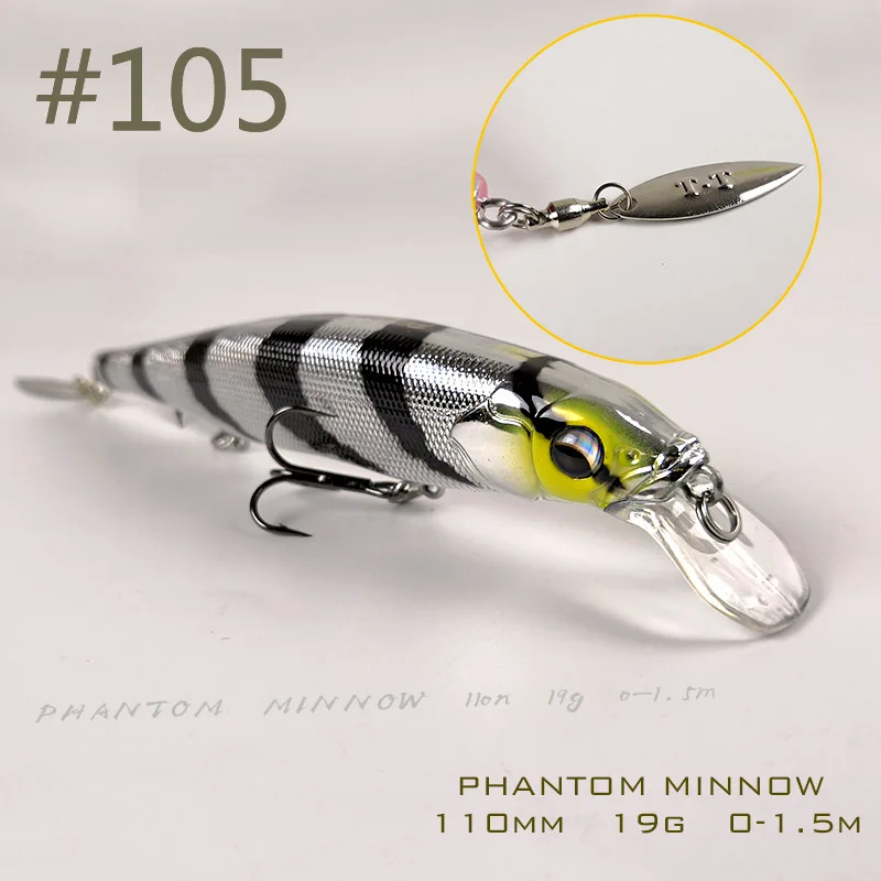 Новая приманка TH110 suspension Minnow 110 мм 19 г Джеркбейт качающийся, искусственный рыболовный Приманка для морской окуня форели окуня Щука приманка для рыбы суспендер воблер - Цвет: Color 105