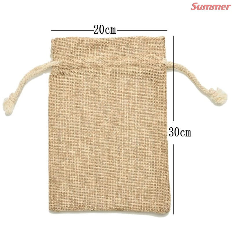 

Excellent Natural Burlap Linen Jute Drawstring Gift Bags Sacks Party Favors Packaging Bag Wedding Candy Gift Bags Party Supplies