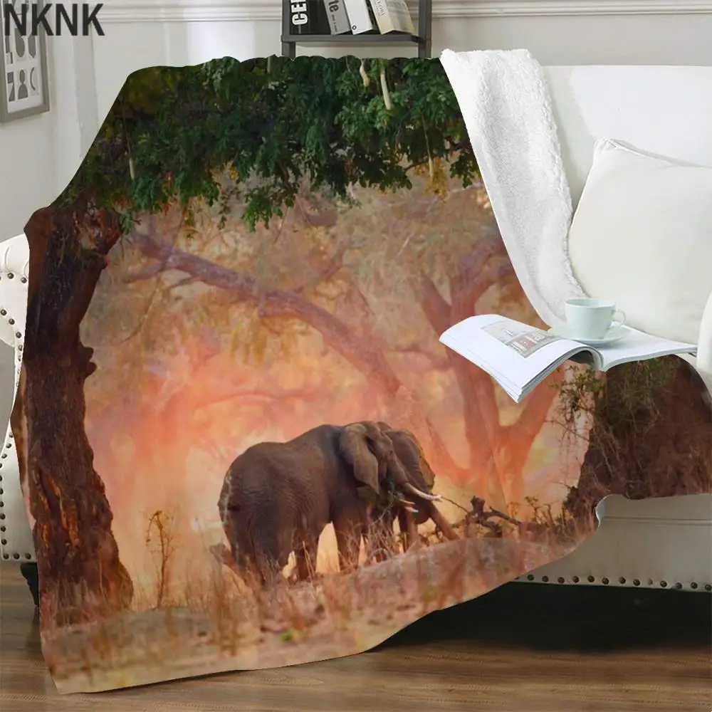 

NKNK Elephant Blanket Animal Bedding Throw Trees Blankets For Beds Psychedelic 3D Print Sherpa Blanket New Premium Rectangle