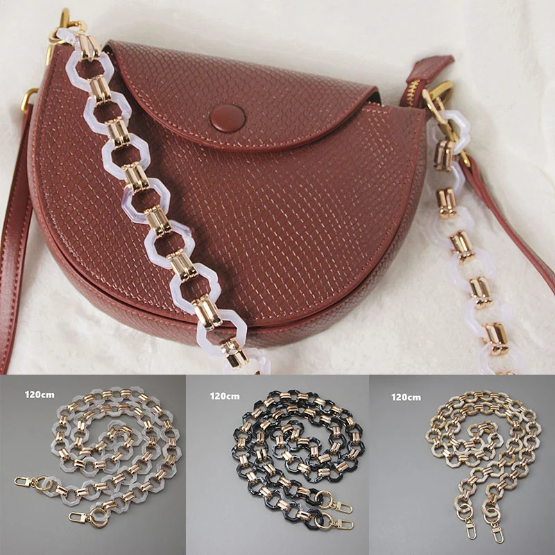 

Vintage Contrast Color Baroque Handbag Strap Simple All-match Bag Decoration For Women Octagonal Buckle Shoulder Strap