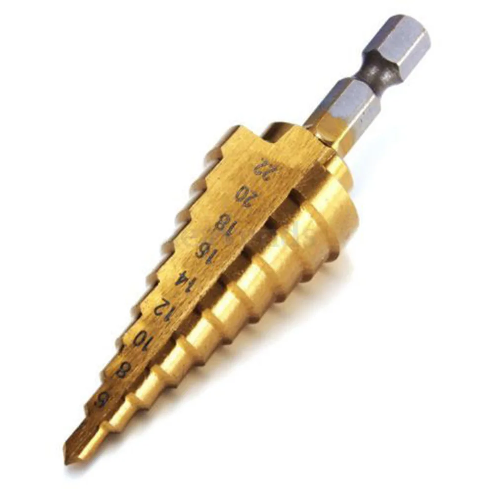 

Hole Step Drill Sheet Metal 6.35mm High Quality Titanium Cone for Bit Cutter High Speed Steel