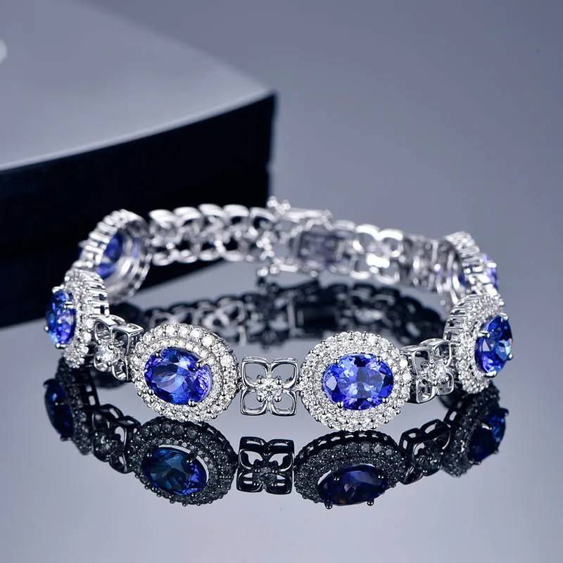 

Foydjew Bracelets Chain Jewelry Wholesale European American Fashion Royal Sapphire Bracelet Color Treasure Jewelry For Women