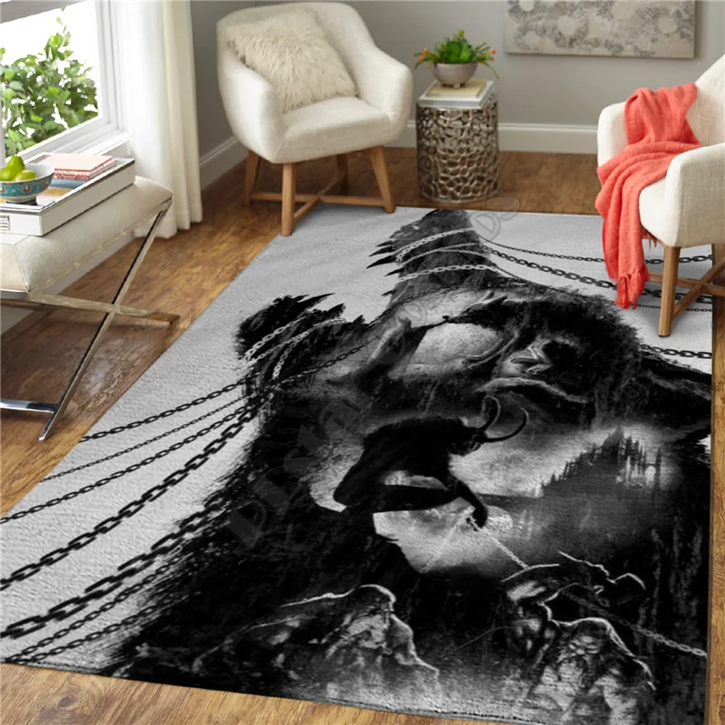 

Viking Tattoo Wolf 3D Printed Carpet Mat for Living Room Doormat Flannel Print Bedroom Non-slip Floor Rug 06