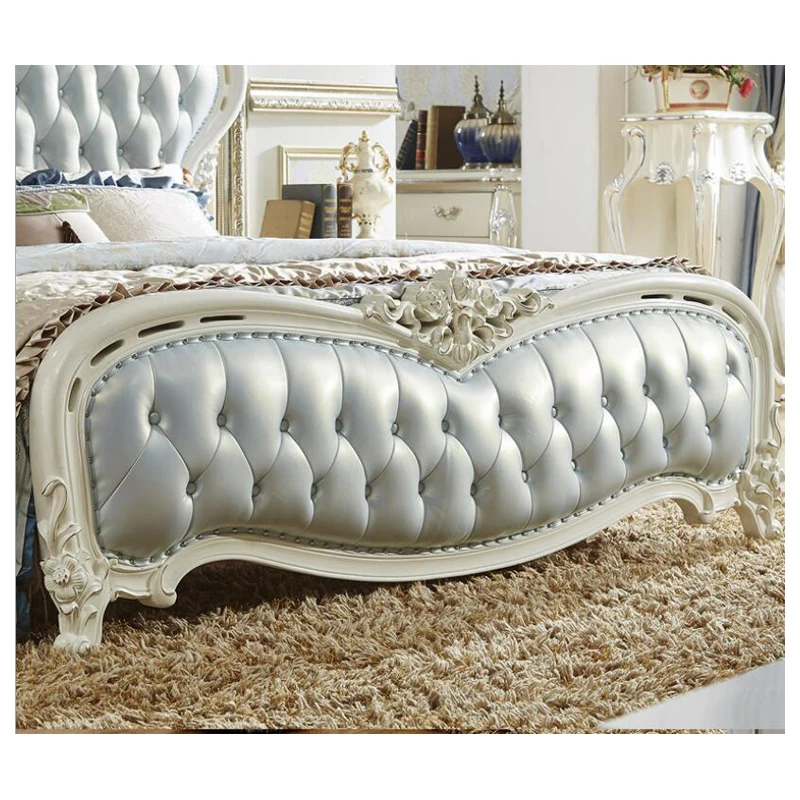 modern european solid wood bed 2 people Fashion Carved leather french bedroom furniture xhc0010 | Мебель