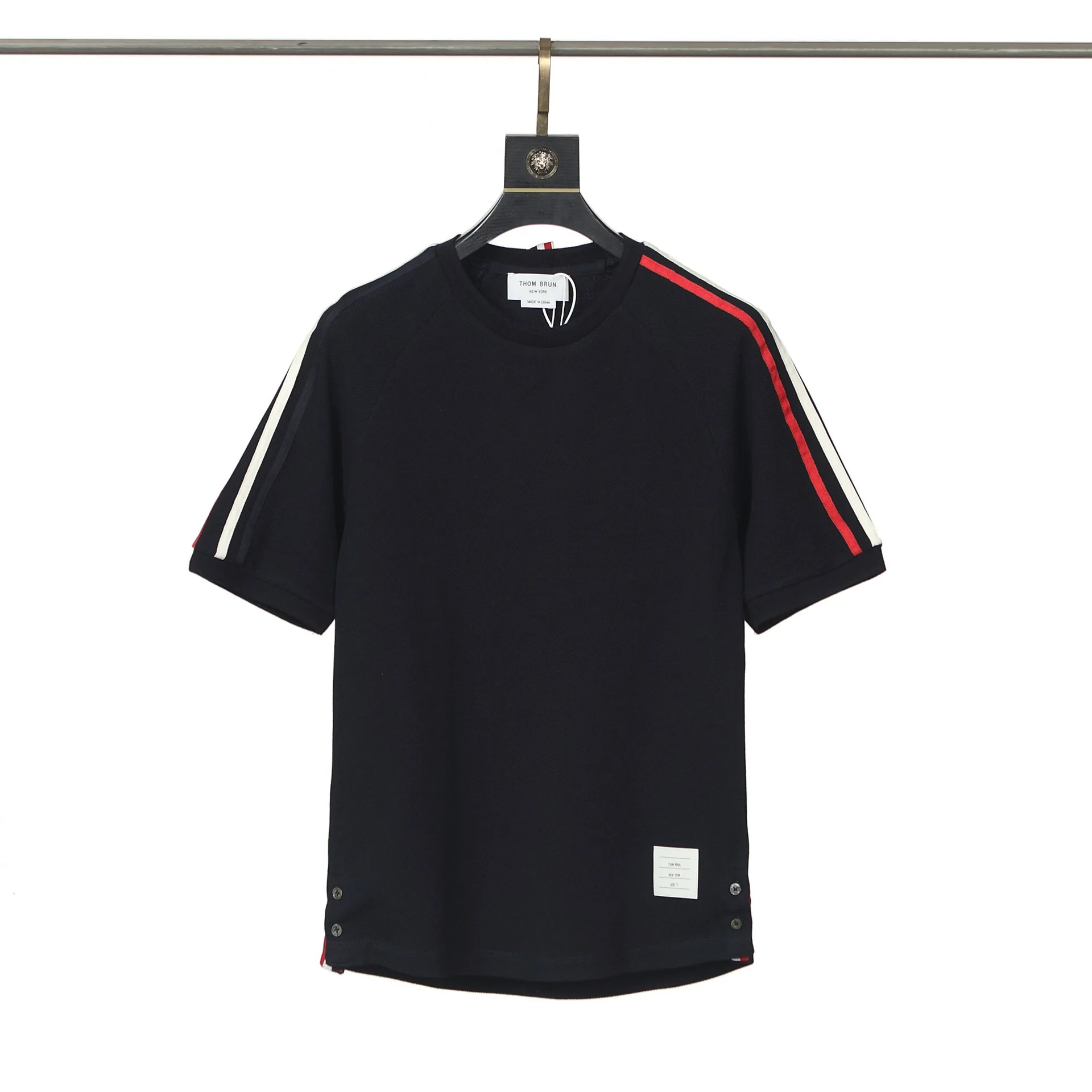 

Summer Short Sleeve T-Shirt Cotton Solid Striped O-Collar TB THOM Brand Korean Casual Women Top Couple Clothing