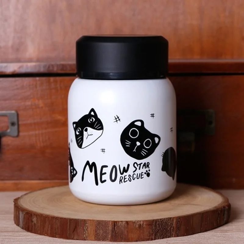 Вакуумная бутылочка с милым принтом кота термос из нержавеющей стали Термос