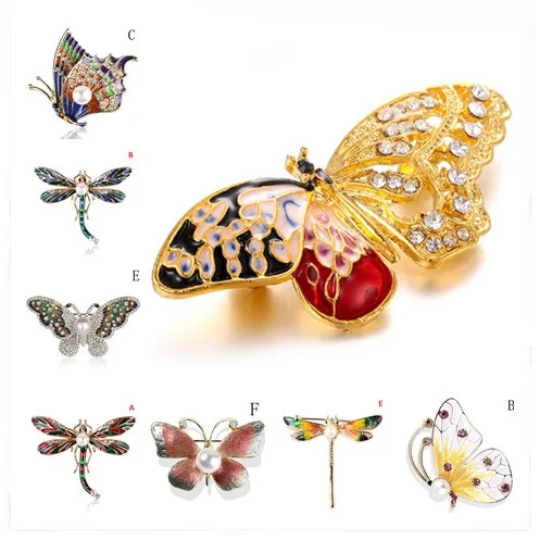 Эмалированная Летающая стрекоза брошь на булавке для женщин кристалл животное