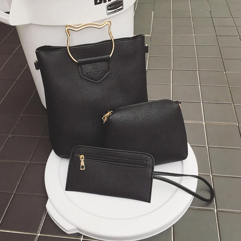 Набор женских сумок 3 больших вместительных ручных сумки через плечо для женщин +