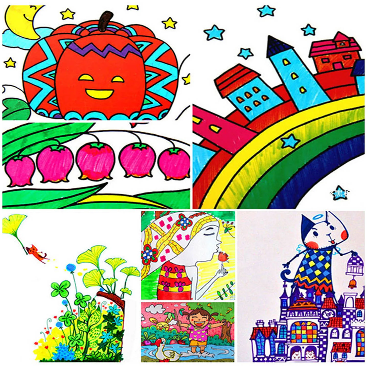 86PCS для маленьких детей с изображением набор инструментов рисования Цветной