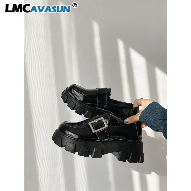 Женские кожаные туфли LMCAVASUN новинка 2020 осенняя японская обувь на платформе ретро