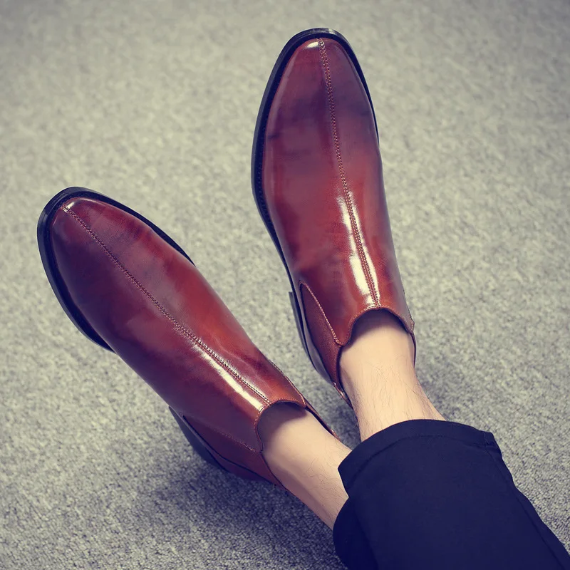 Ботинки челси мужские с острым носком винтажные мотоциклетные ботинки без