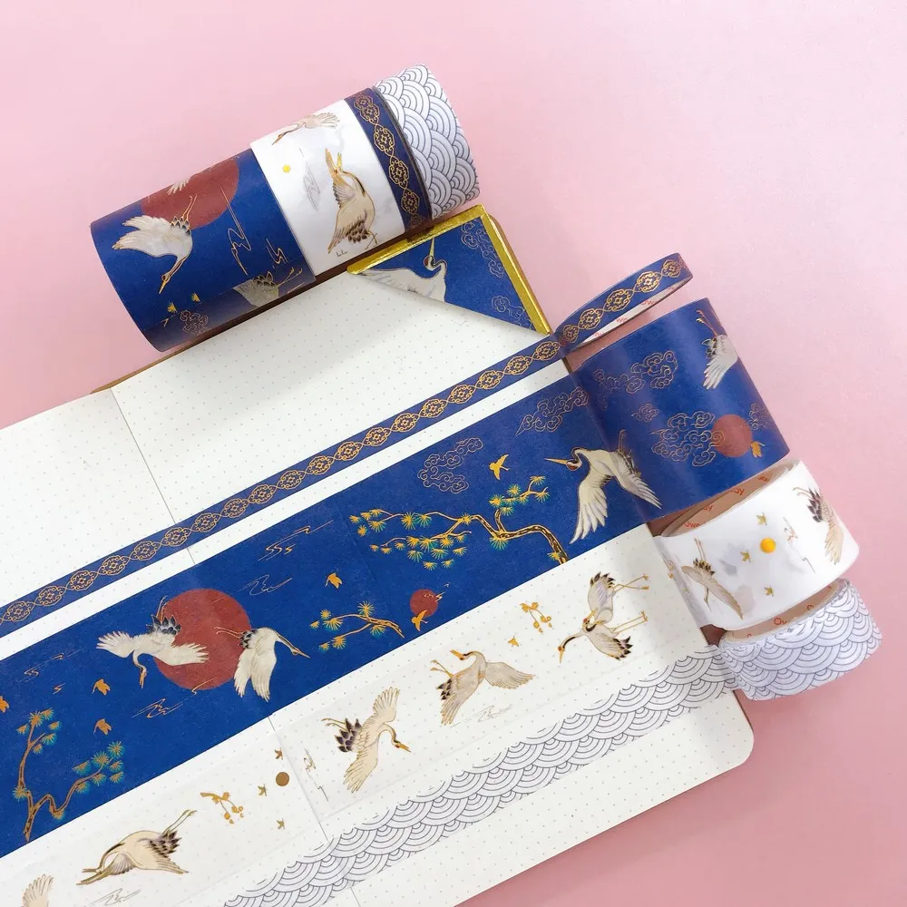 

4pcs/pack Chinese Element Silver Foil Washi Tape Set Scrapbooking Sticker Label Masking Tape School