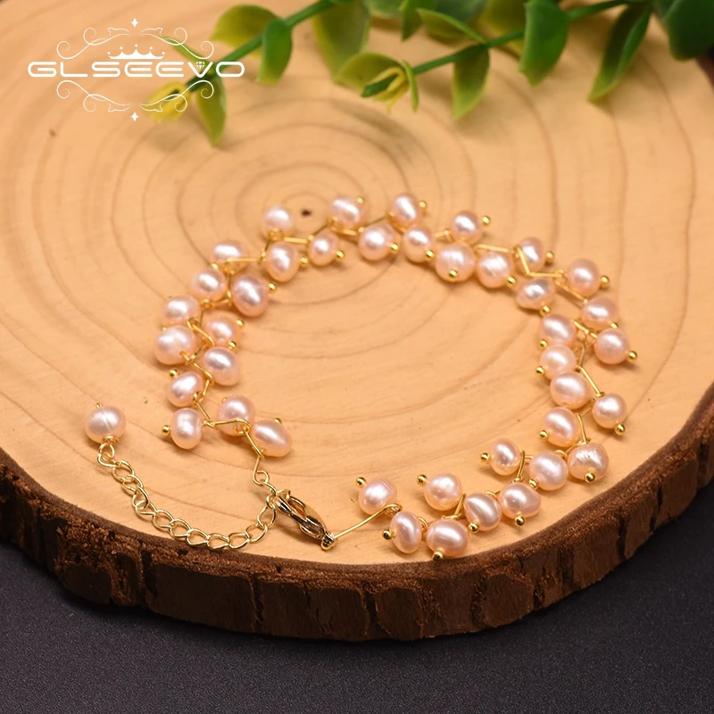 Браслеты GLSEEVO ручной работы из натурального пресноводного розового жемчуга для