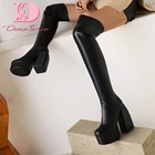 Женские сапоги выше колена DoraTasia, в готическом стиле, на платформе, на массивном высоком каблуке, большие размеры 43