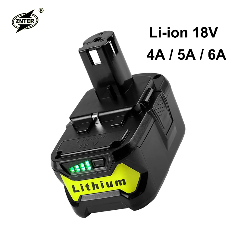 ZNTER 18V 5000mAh Li-Ion Battery Power Tool For Ryobi P108 RB18L40 Rechargeable Pack Cell ONE+ | Электроника