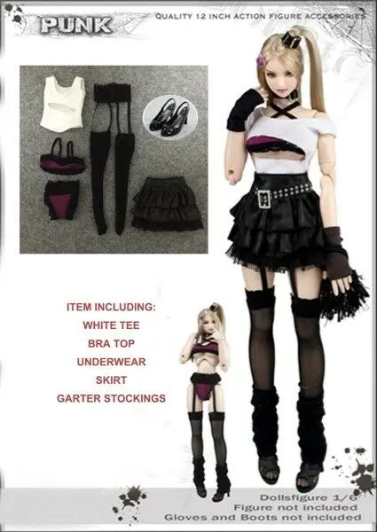 

1/6th Female Figure Accessory Sexy T-Shirt+Skirt Clothes Set Model Toy