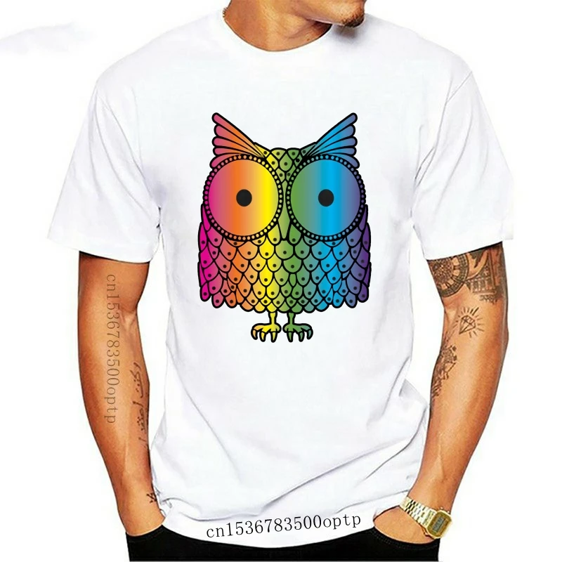 

New Colorful Owl Mens Animal T-Shirt Graphic Animals Tee For Youth Middle-Age Old Age Tee Shirt