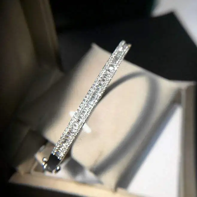 Роскошный браслет channel Pave setting square имитация бриллианта для помолвки женщин