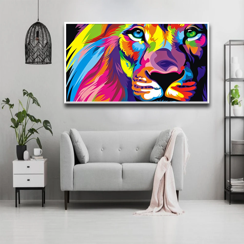 Популярный цвет пейзаж льва плакат винтажный художественный принт холст
