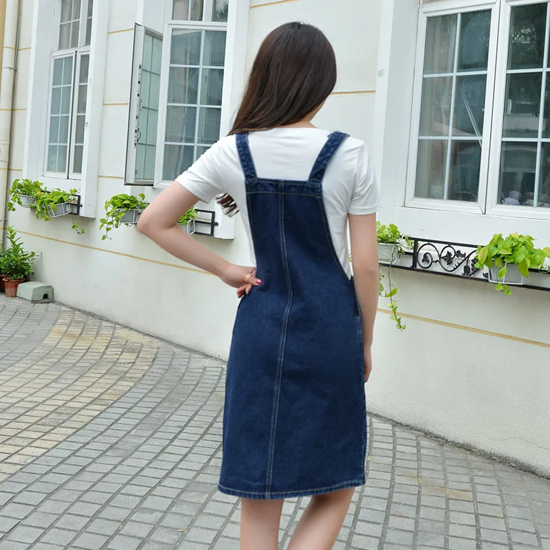 

Summer Women's Denim Skirt Denim Summer Clothes Girls Casual Loose Overalls Women's Solid Color Adjustable Belt Jeans Dress