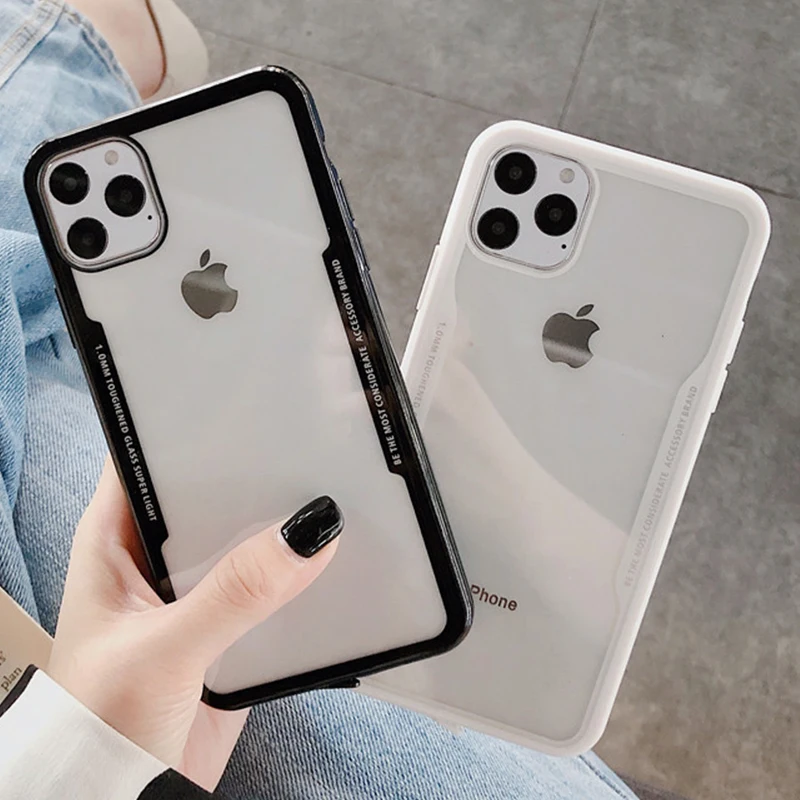 Прозрачный акриловый жесткий ударопрочный чехол для iPhone 12 Mini 11 Pro Max XS XR X 8 7 6 6S Plus SE