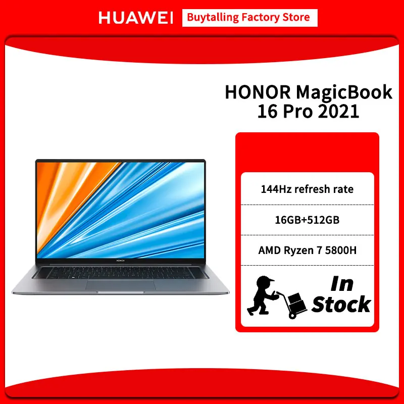 HONOR MagicBook 16 Pro 2021 Edition 1 '𧅄Hz AMD Ryzen R7-5800H Octa Core GTX1650/RTX3050 16GB DDR4 512GB SSD Windows 10 |