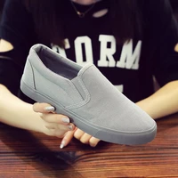spring summer all gray canvas shoes for men women one pedal casual rubber sole foot breathable mens shoes sneakers