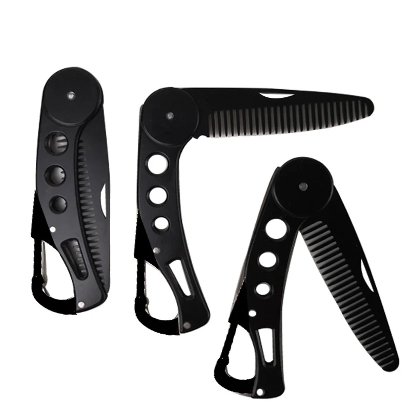 

1PCS Black Folding Comb Stainless Steel Men Anti Static Mustache Beard Brush Wholesale Hairdressing Styling Beard Comb