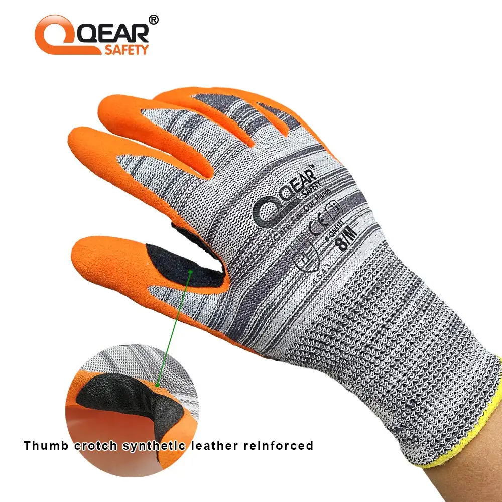 Одна пара перчаток для защиты от порезов, уровень 5, покрытие из нитриловой пенорезины, многофункциональные для работы с механизмами, стеклом и стальными пластинами.