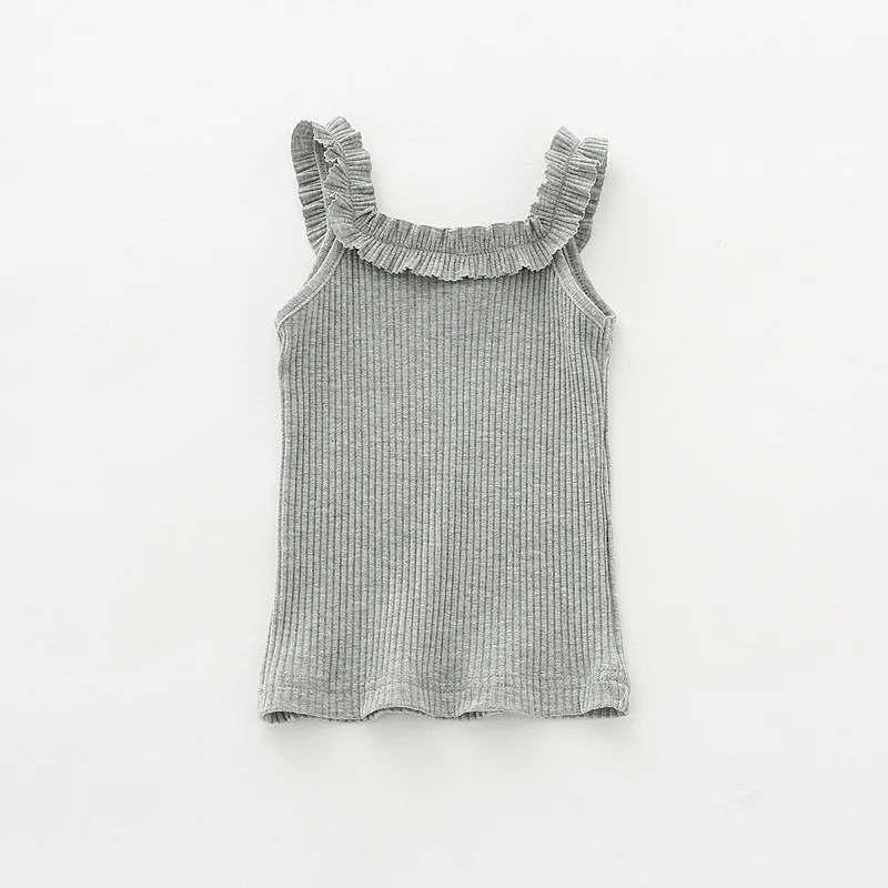 Новинка детский кружевной жилет для девочек Вязаная хлопковая футболка без