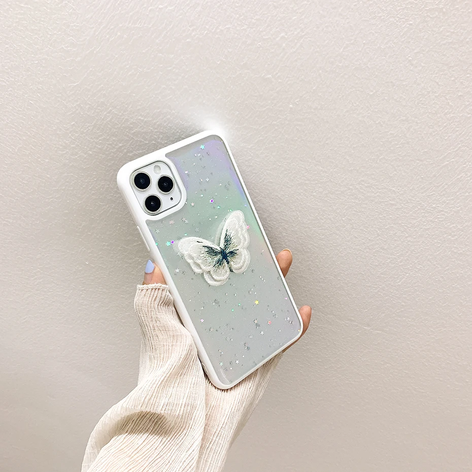 

Qianliyao 3D Cute Butterfly Case For iPhone 12 11 Pro XS Max XR X Transparent Silicone Case For iphone SE 2020 8 7 6S Plus Cover