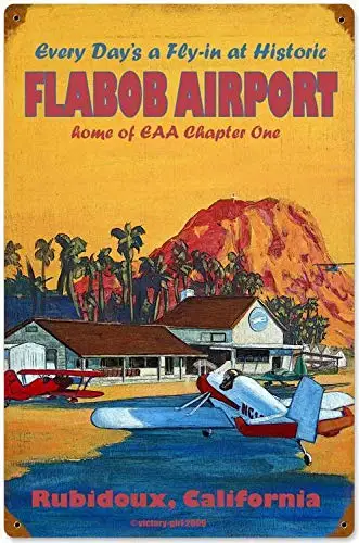 

Vintage Style Metal Tin SignAviation Airplane Flabob Airport California Metal Tin Sign Wall Decor Signs