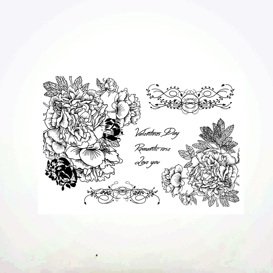 11x16 см цветов Цветущая прозрачный печать прозрачные наклейки силиконовый валик