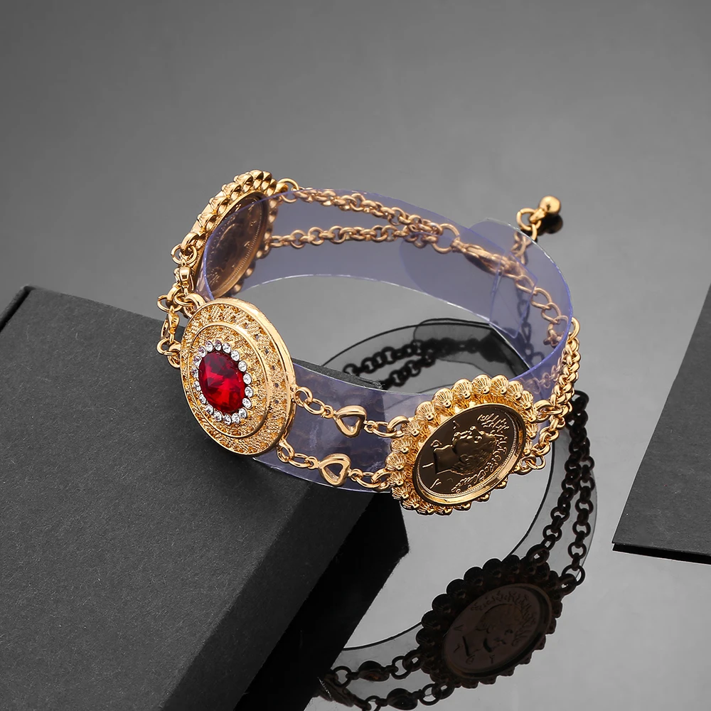 Красный Кристалл Золото Цвет Сумочка для денег и монет браслет исламский